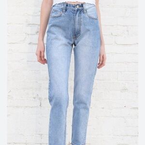 Brandy Melville John Galt jeans frayed hem 5 button straight leg 0